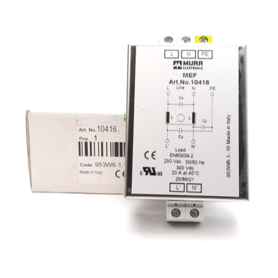 New Murrelektronik 10416 MEF EMC-Filter, 250VAC/300VDC 20A, 5mA @ 250VAC Leakage