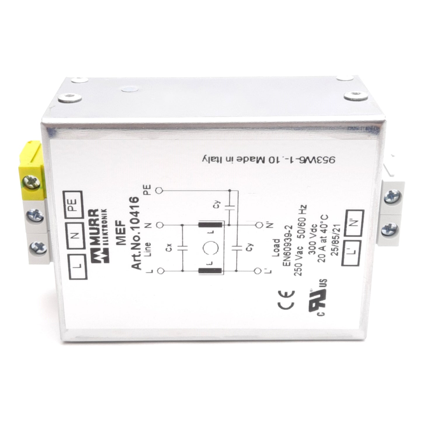 New Murrelektronik 10416 MEF EMC-Filter, 250VAC/300VDC 20A, 5mA @ 250VAC Leakage