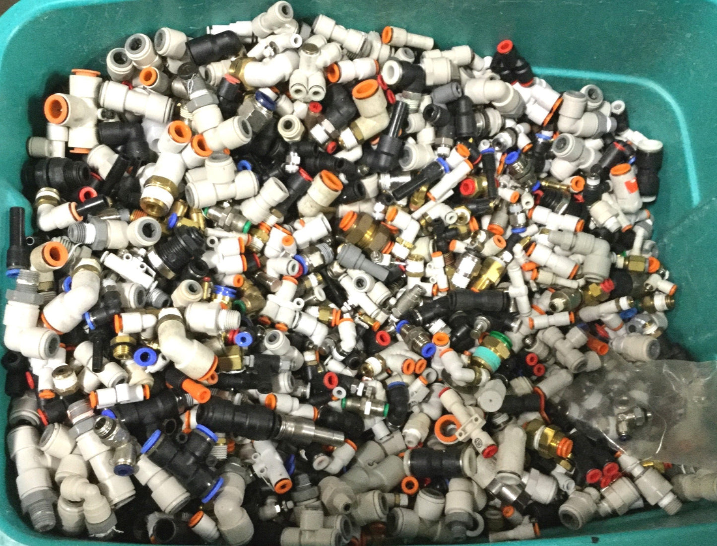 Used 4 Pounds of Randomly Assorted Pneumatic Fittings, See Pictures for Details