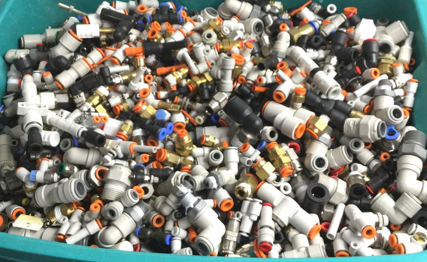 Used 4 Pounds of Randomly Assorted Pneumatic Fittings, See Pictures for Details