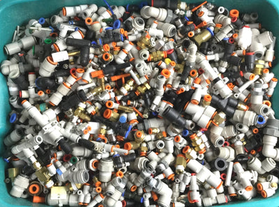 Used 4 Pounds of Randomly Assorted Pneumatic Fittings, See Pictures for Details