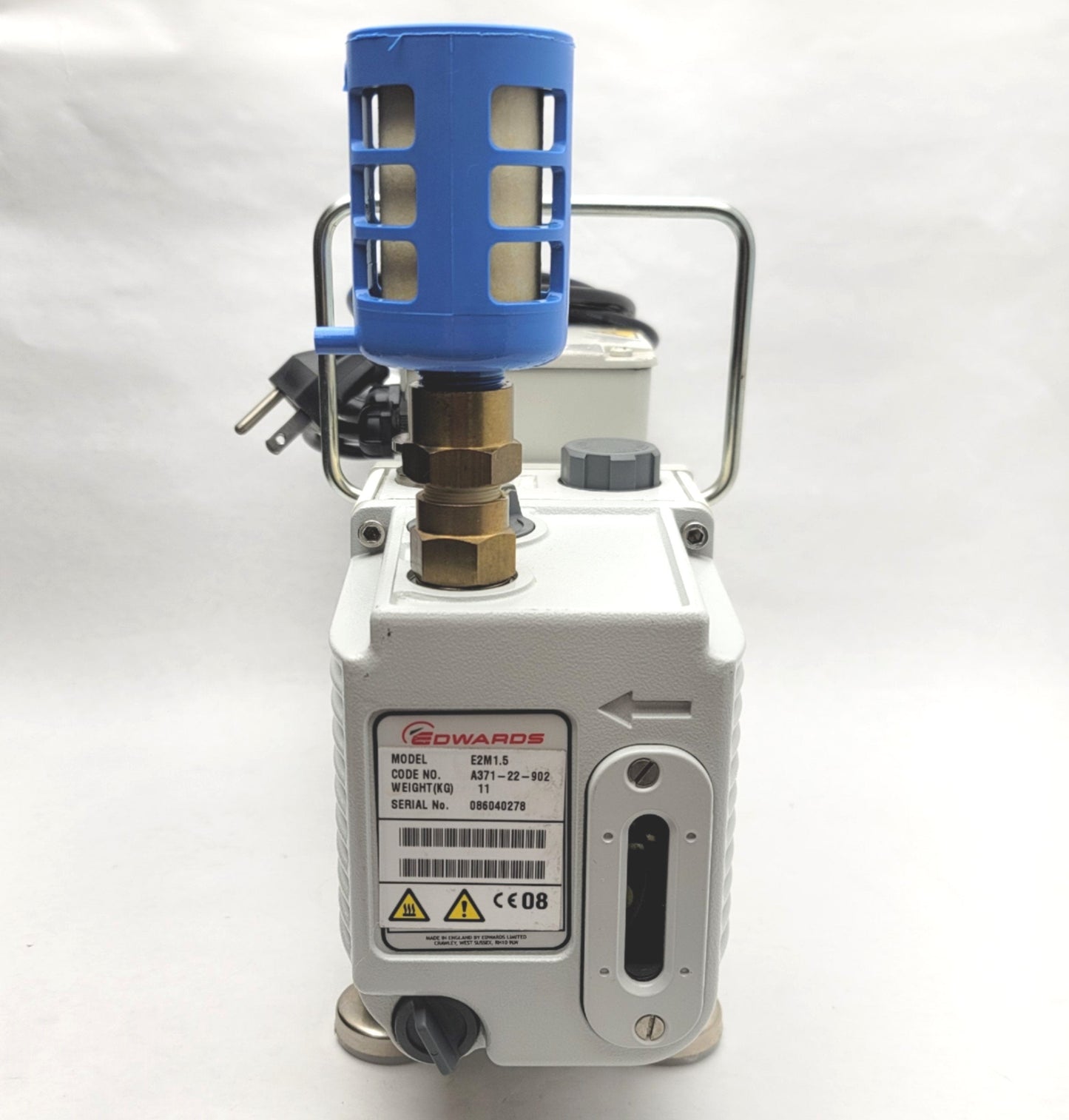 Used Edwards E2M1.5 Rotary Vane Vacuum Pump NW10, 2.0m³h-¹, 5 x 10-4 mbar, 115VAC