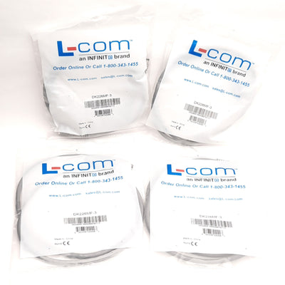 New Lot of 4 L-Com DK226MF-3 Extension Mini-DIN Cable, 3 Ft, PS2, DIN 6-Pin