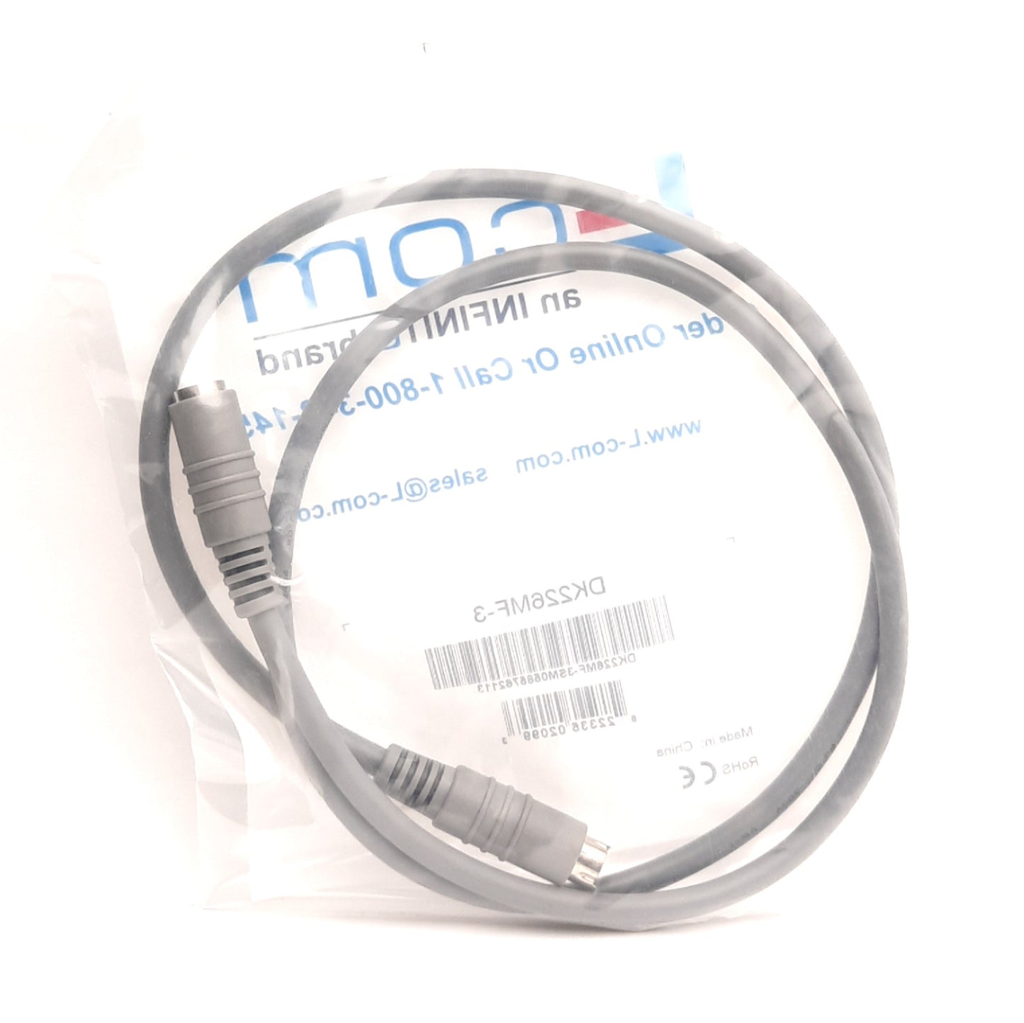 New Lot of 4 L-Com DK226MF-3 Extension Mini-DIN Cable, 3 Ft, PS2, DIN 6-Pin