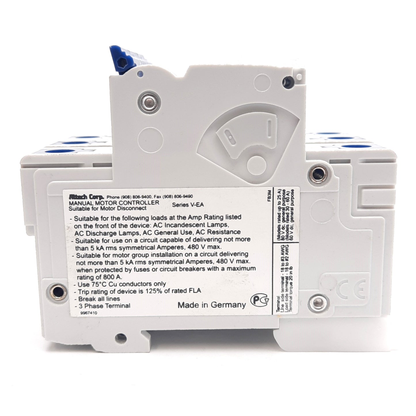 New – Open box Altech 3G20UM Circuit Breaker, 3-Pole, 480Y/277VAC 20A, G-Curve, DIN Rail
