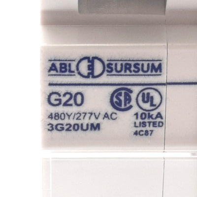 New – Open box Altech 3G20UM Circuit Breaker, 3-Pole, 480Y/277VAC 20A, G-Curve, DIN Rail