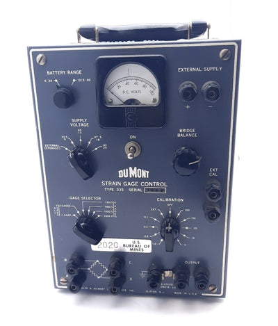 Used DuMount Type 335 Strain Gage Control for the oscillograph Self Powered
