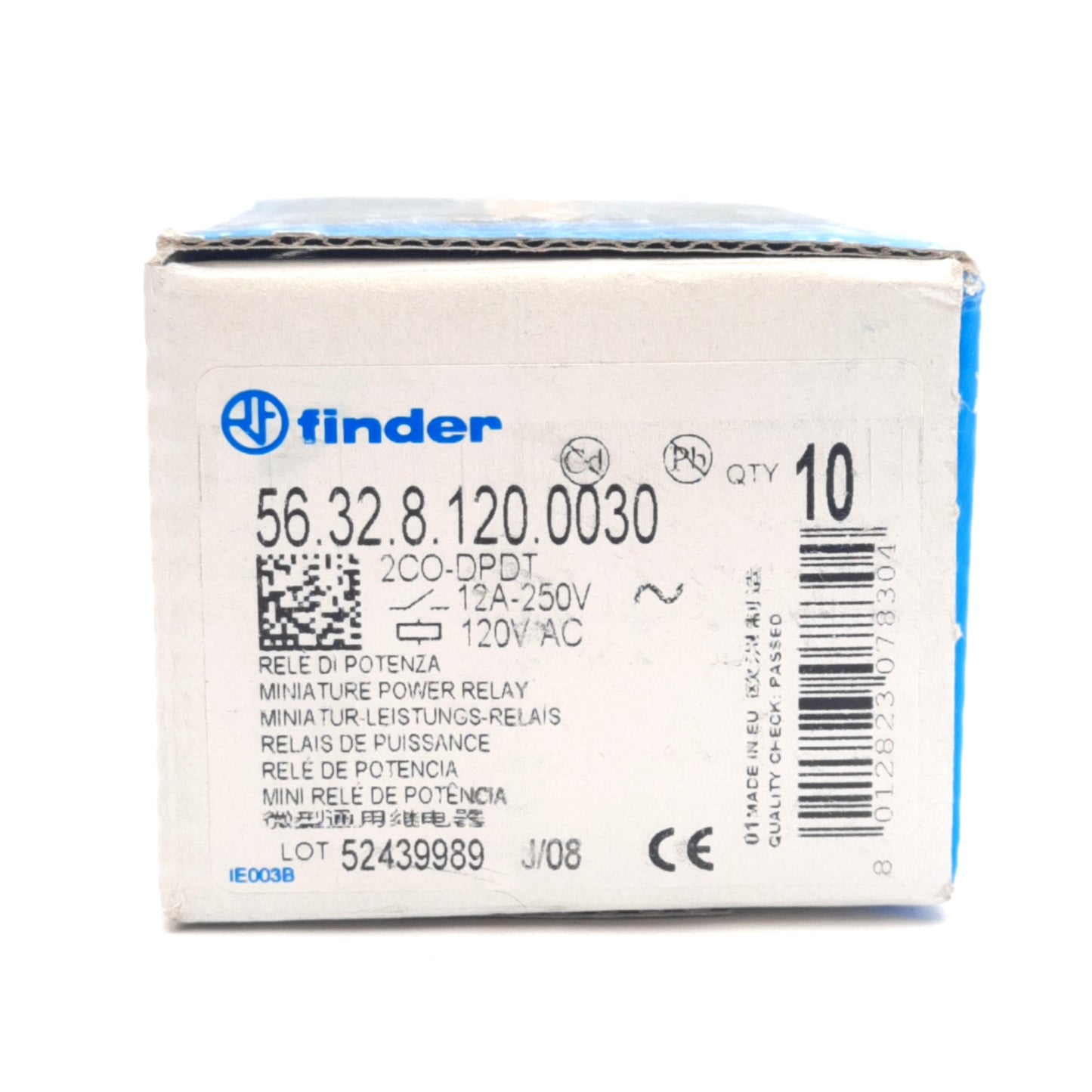 New Lot of 10 Finder 56.32.8.120.0030 Power Relay, 250VAC 12A, 2CO DPDT, 120VAC Coil