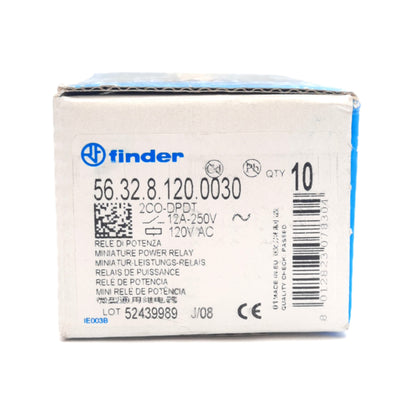 New Lot of 10 Finder 56.32.8.120.0030 Power Relay, 250VAC 12A, 2CO DPDT, 120VAC Coil