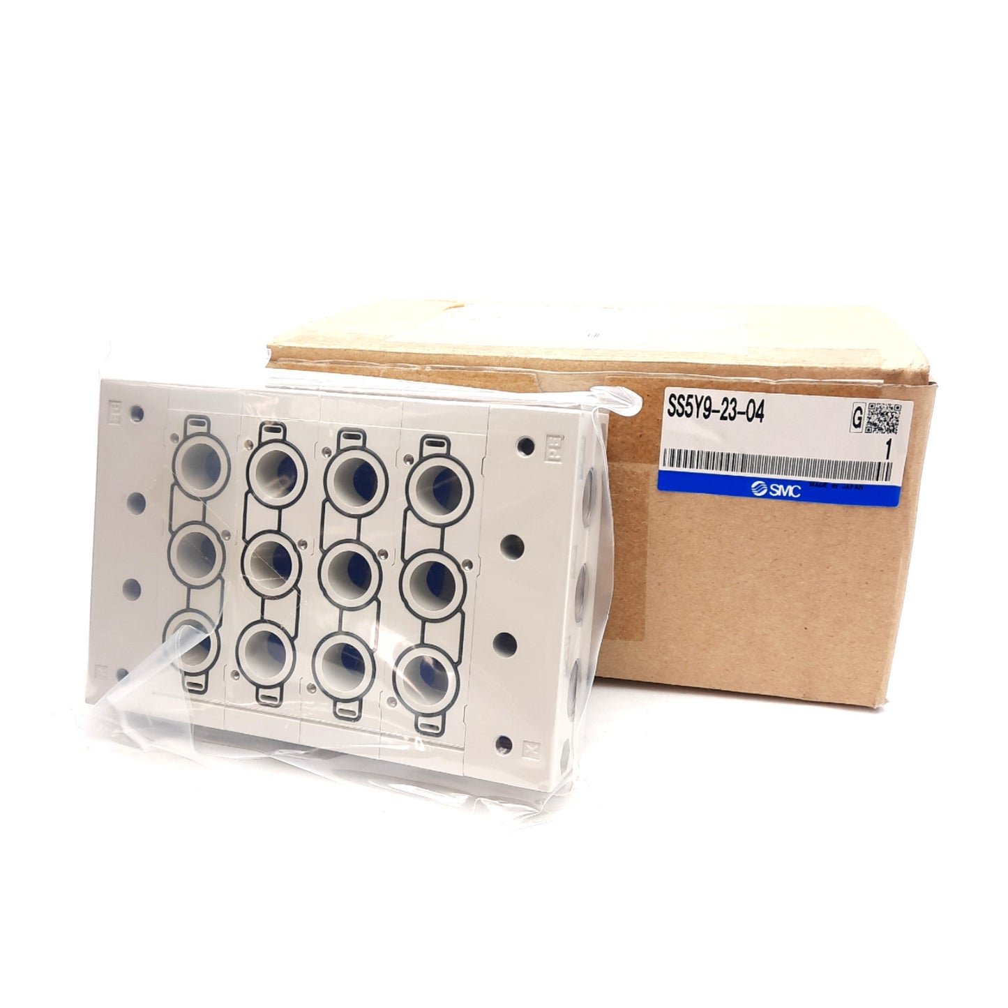 New SMC SS5Y9-23-04 Stacking Manifold, For SY9000 Series, 4 Stations, 3/8in NPT