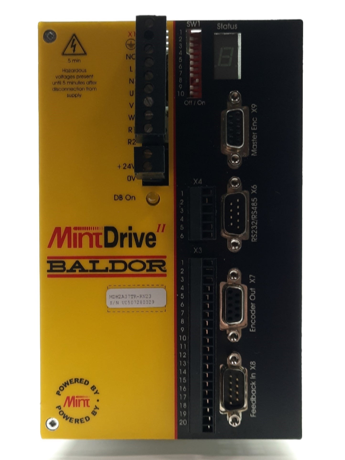 Used Baldor MDH2A07TR-RN23 MintDrive II Servo Drive 1-Axes 230VAC 7.5A Out 230VAC In