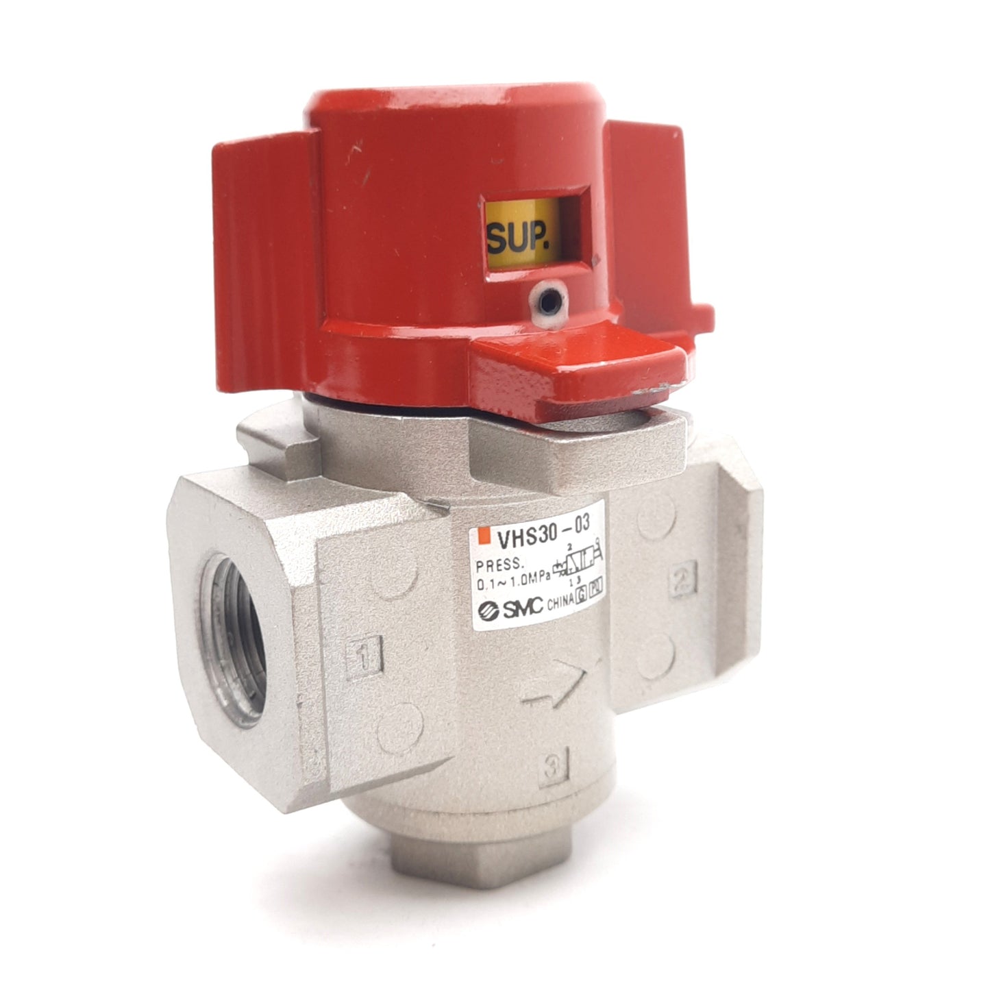 New SMC VHS30-03-R Manual 3-Port Lock Out Shut Off Valve, 0.1-1.0MPa, Rc3/8 Ports
