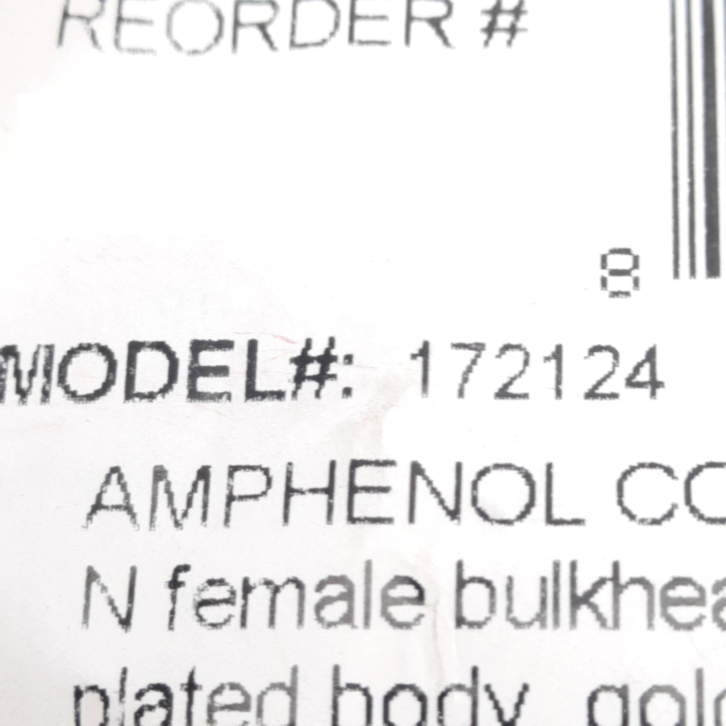 New Lot of 8 Amphenol 172124 N-Type Bulkhead Adapter, N-Type Female to N-Type 50 Ohm