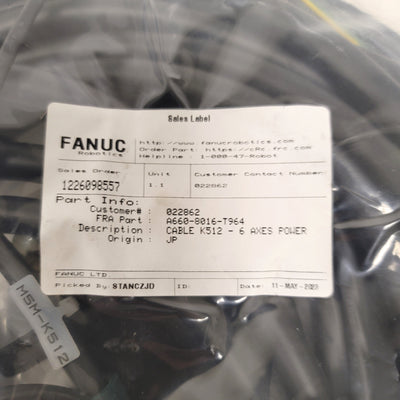 New Fanuc A660-8016-T964 K512 6-Axis Power Cable For Fanuc R-30iB/R-30iA Controller