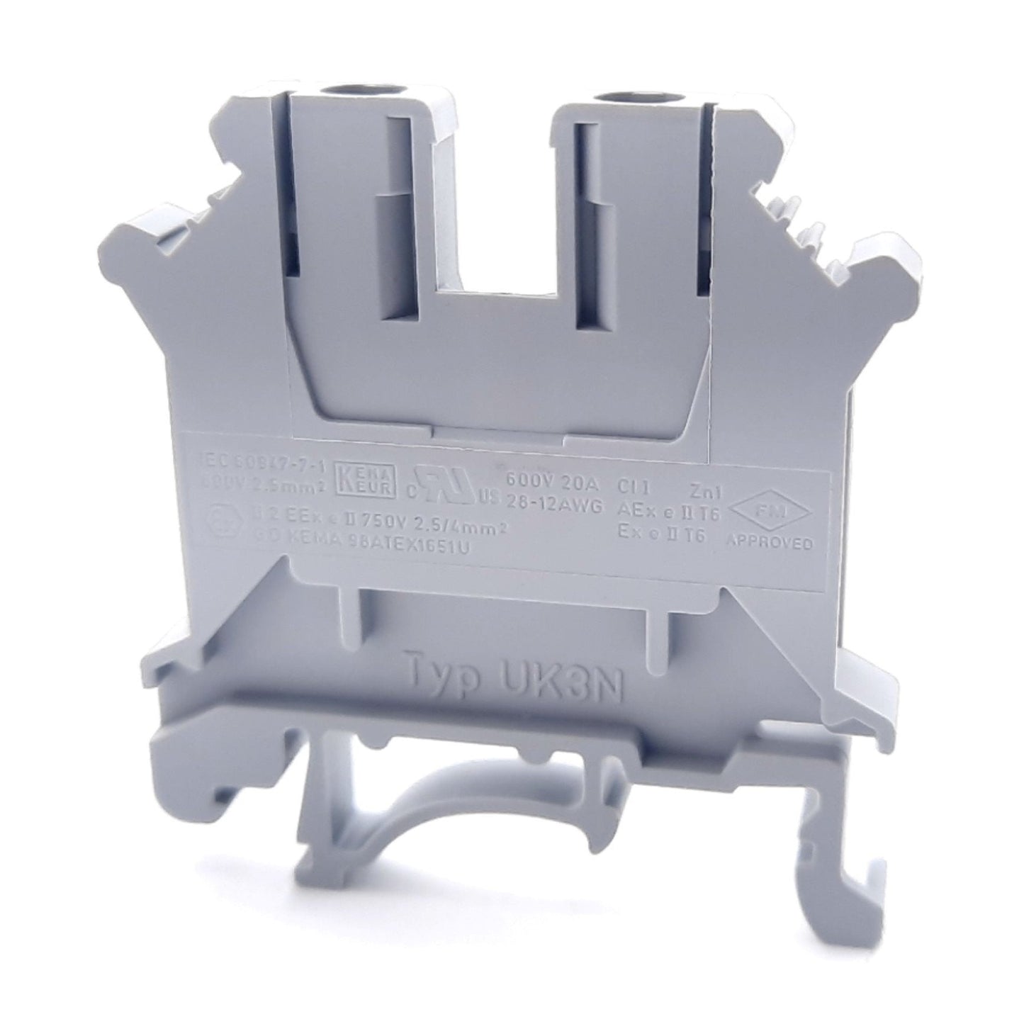 New Lot of 50 Phoenix Contact UK3N Terminal Block 2 Position 800V, 24A 24-12Awg