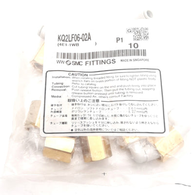 New Lot of 10 SMC KQ2LF06-02A Pneumatic Fittings ø6mm One-Touch Elbow to Rc1/4 Brass
