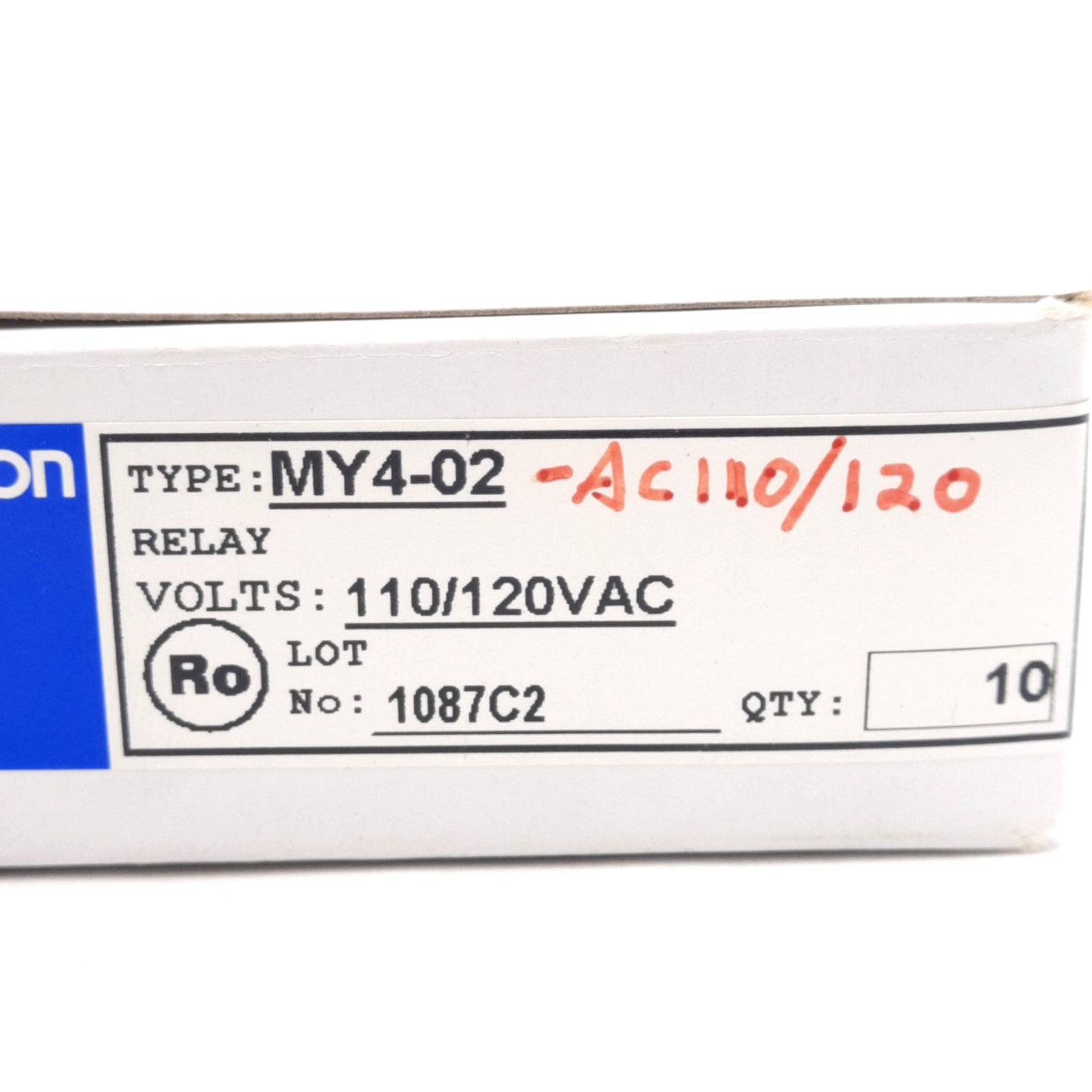 New Lot of 10 Omron MY4-02 Power Relay, 4PDT, 110/120VAC Coil, 250VAC 3A Contact