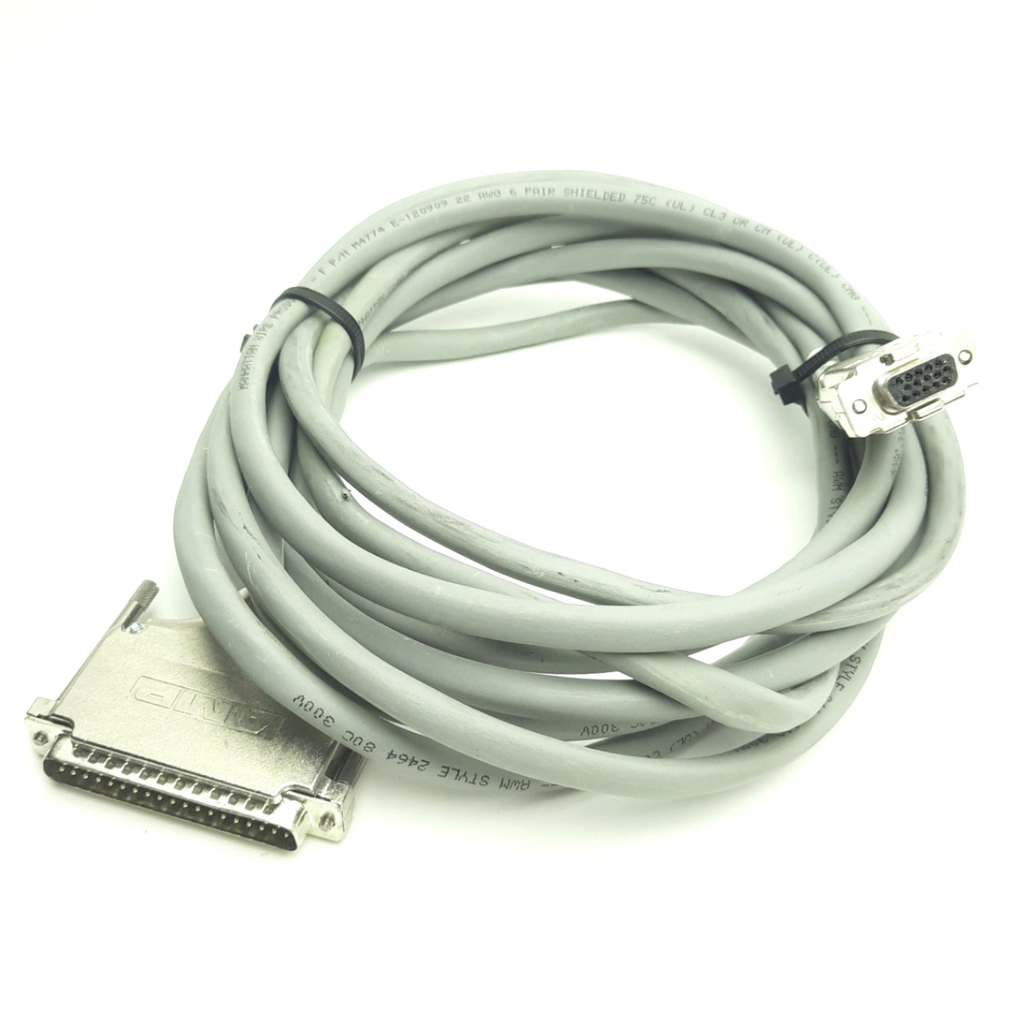 Used LaslerLinc 3000-0100-12-15 X22 Direct Micrometer Cable, 15Ft, DB15F to DB37M