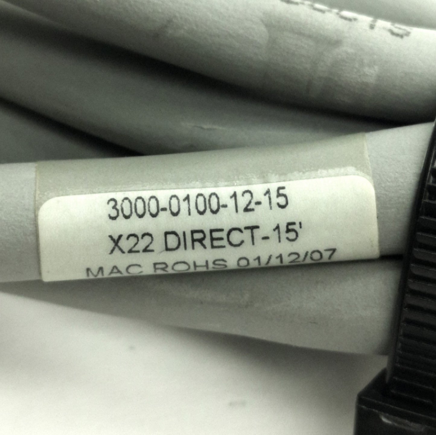 Used LaslerLinc 3000-0100-12-15 X22 Direct Micrometer Cable, 15Ft, DB15F to DB37M