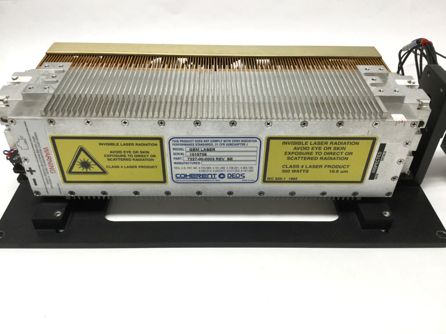 Used Coherent Gem 7227-00-0003 BE Low Power 30W CO2 Laser 48VDC 12A Air-Cooled