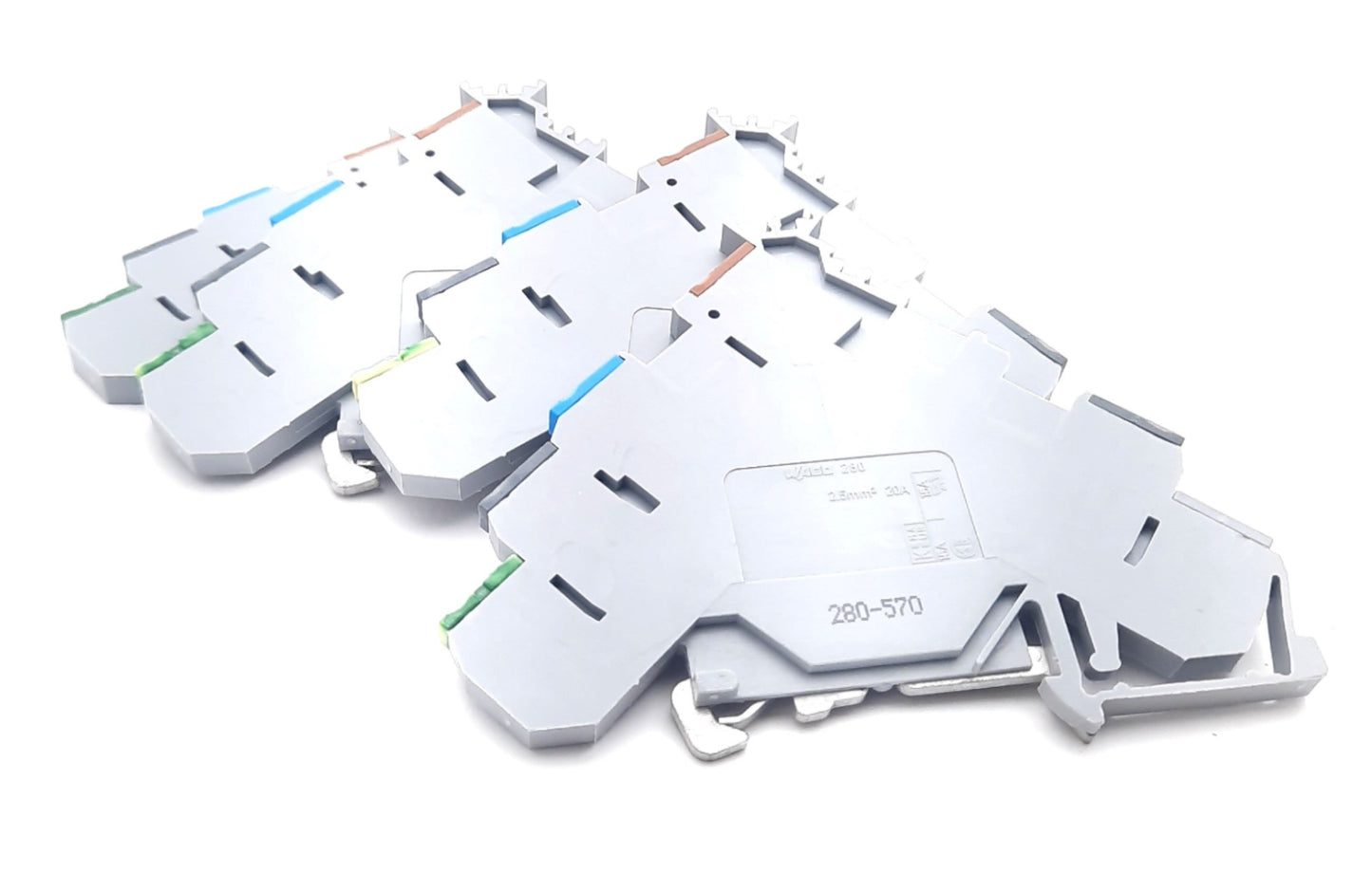 New – Open box Lot of 4 Wago 280-570 4 Conductor Sensor Terminal Block 400V, 20A, 12-28Awg