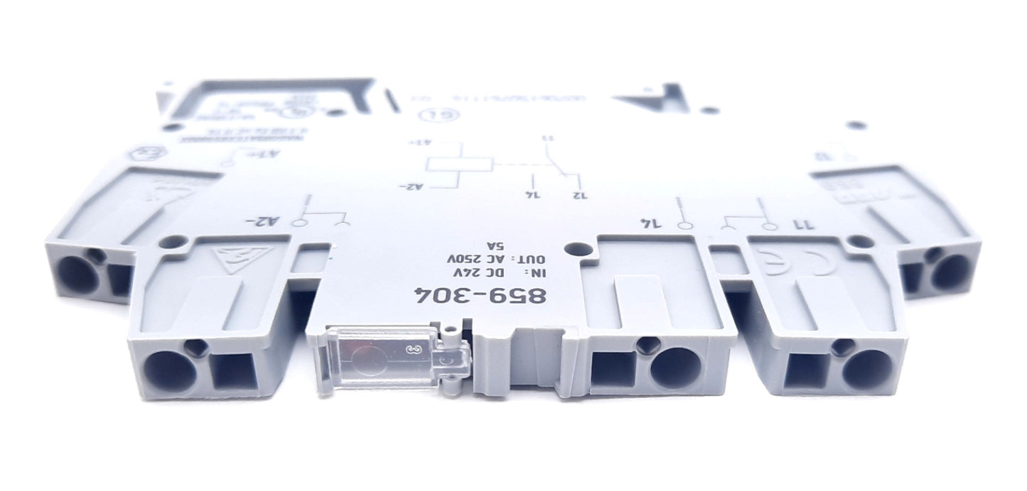 New – Open box Lot of 4 Wago 859-304 Relay Terminal Blocks, 24VDC Supply, 5A 250VAC Contact