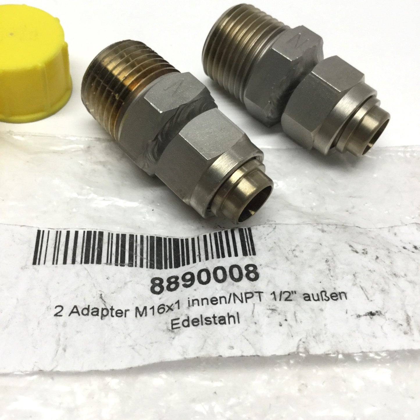 New Lot of 2 Julabo 8890008 Stainless Adapter Fittings M16x1 Female to 1/2" NPT