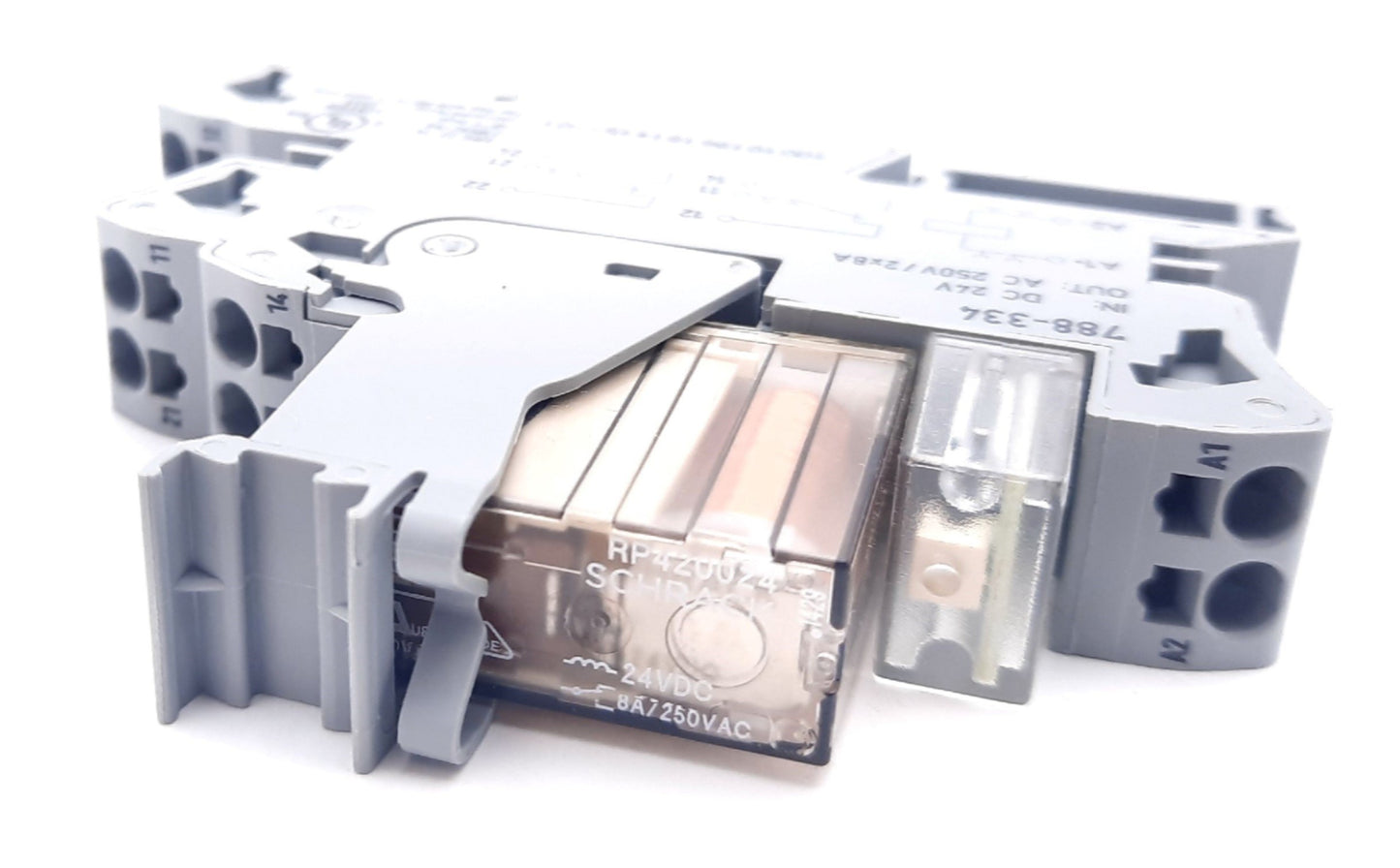 New – Open box Wago 788-334 Relay and Socket DPDT 24VDC, 8A, 400mW, 250VAC , 5000V, 7ms/2ms