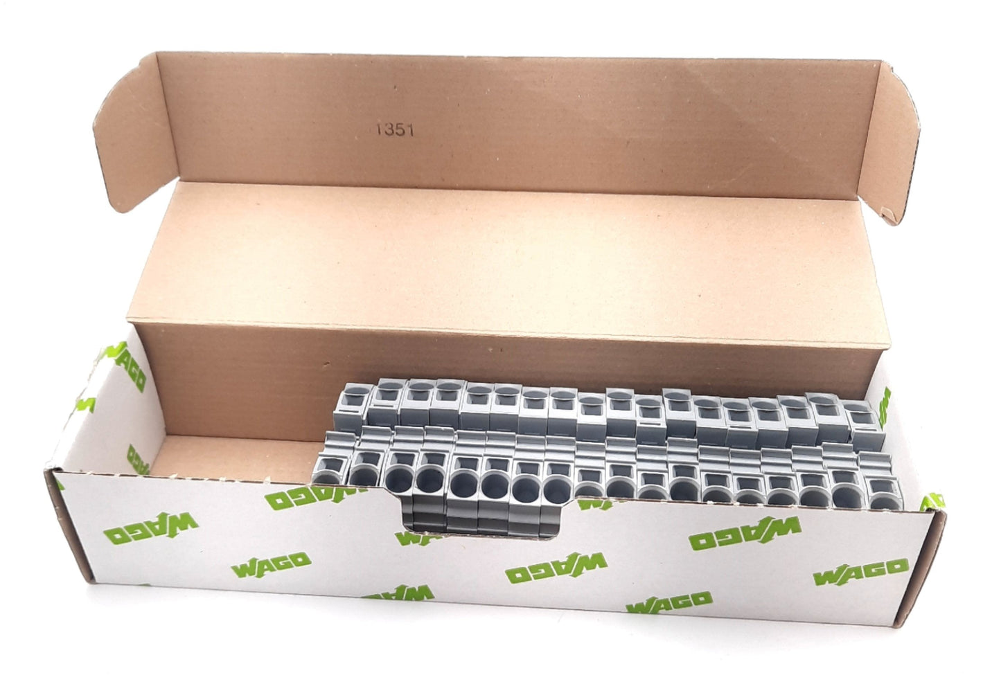 New – Open box Lot of 18 Wago 2010-1201 2 Conductor Through Terminal Block 76A 800V 6-14Awg