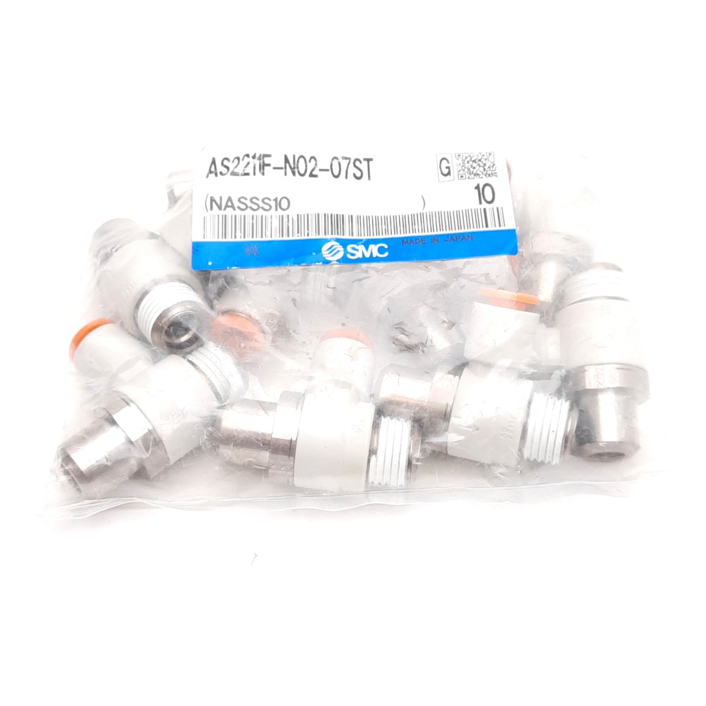 New Lot of 10 AS2211F-N02-07ST Speed Controller Fitting, 1/4in NPT Male to 1/4in P2C