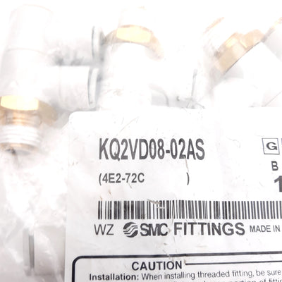 New Lot of 10 KQ2VD08-02AS Universal Double Male Elbow, Rc1/4 Thread, ø8mm One-Touch