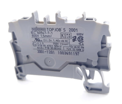 New Lot of 100 Wago 20001-1201 Feedthrough Terminal Block 2 Conductor 800V 24A