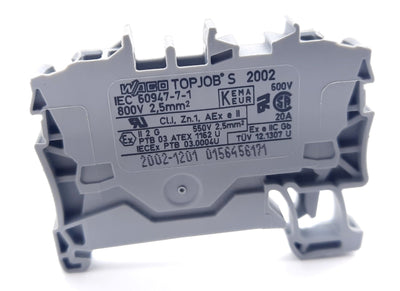 New Lot of 100 Wago 2002-1201 TOP JOB Feed-Thru Terminal Blocks, Cage-Clamp 600V 20A