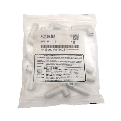 New Lot of 10 SMC KQ2L06-10A Elbow Fitting, ø6mm One-Touch to ø10mm Tube, 1MPa