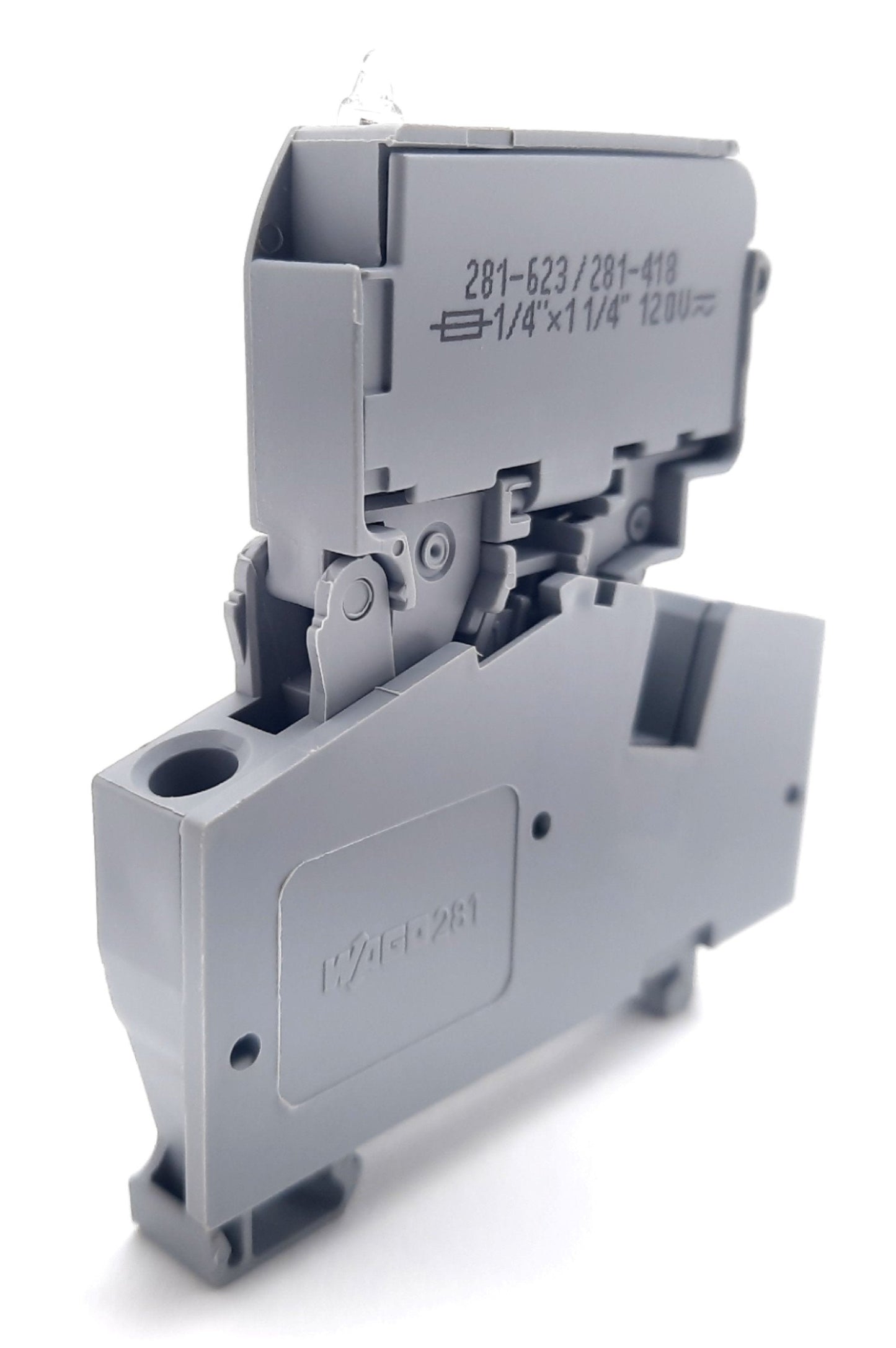 New – Open box Lot of 3 Wago 281-623/281-418 2 Conductor Fuse Terminal Block 800V, 10A