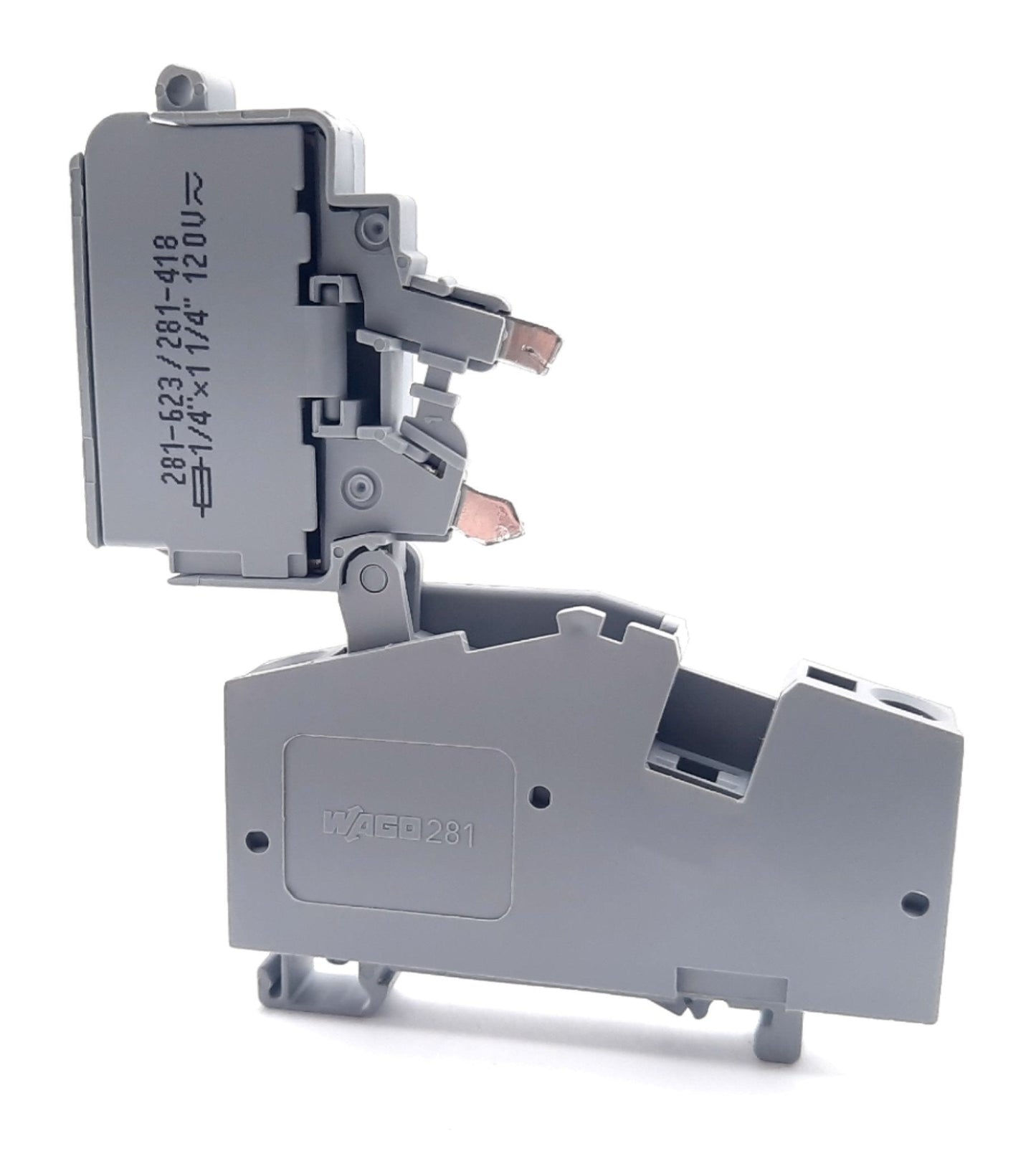 New – Open box Lot of 3 Wago 281-623/281-418 2 Conductor Fuse Terminal Block 800V, 10A