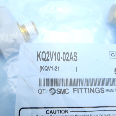 New Lot of 5 SMC KQ2V10-02AS Universal Male Elbow, ø10mm One-Touch to Rc1/4