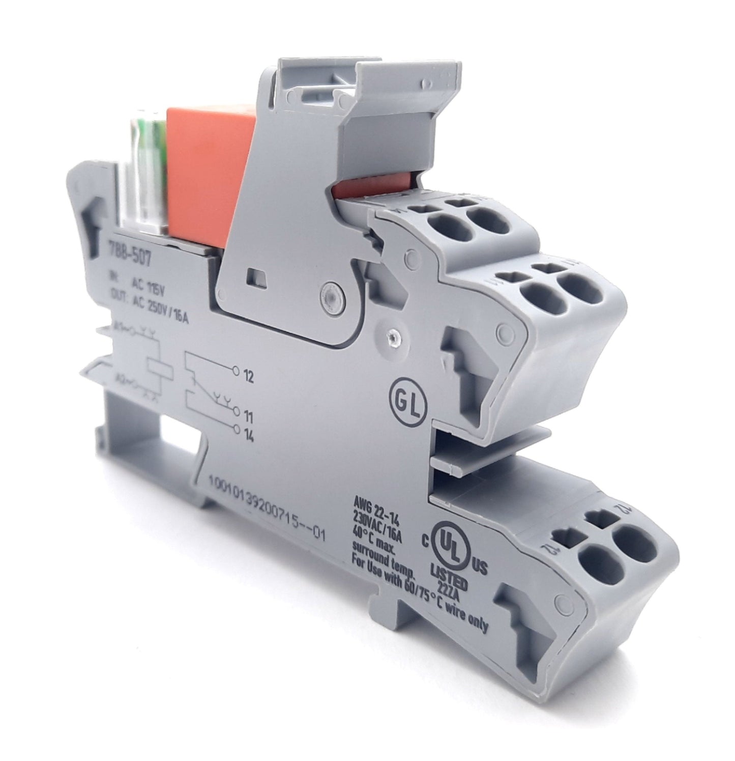 New – Open box Lot of 2 Wago 788-507 General Purpose Relay SPDT IP20, 250VAC, 16A, 4000VA, 8mA