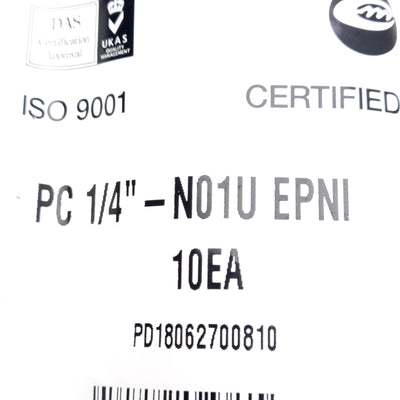 New Lot of 40 SPC PC 1/4-N01U EPNI Pneumatic Fittings, ø1/4in One-Touch to 1/8in NPT