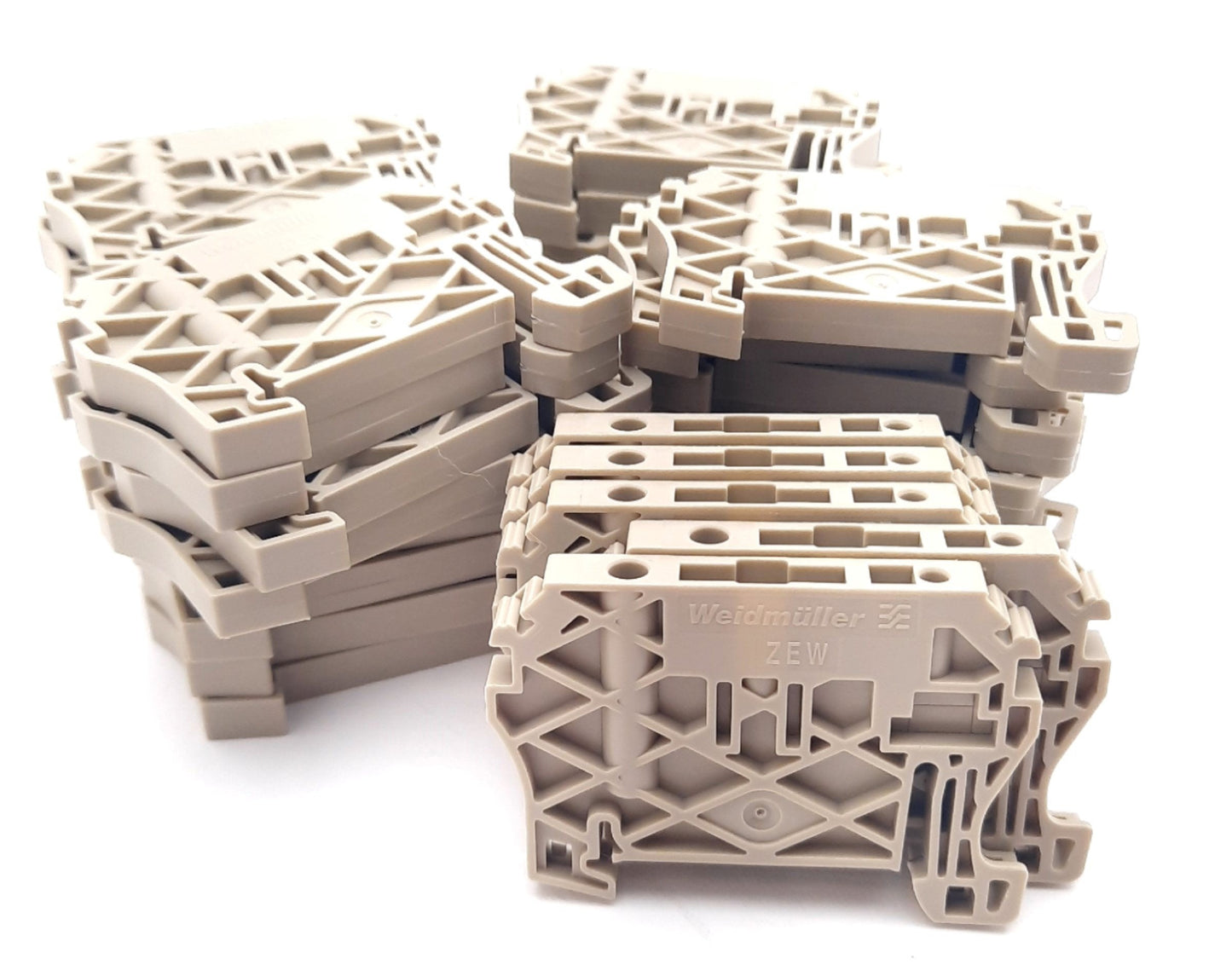 New Lot of 35 Weidmuller ZEW Terminal Block End Bracket, 35mm DIN Rail Mount