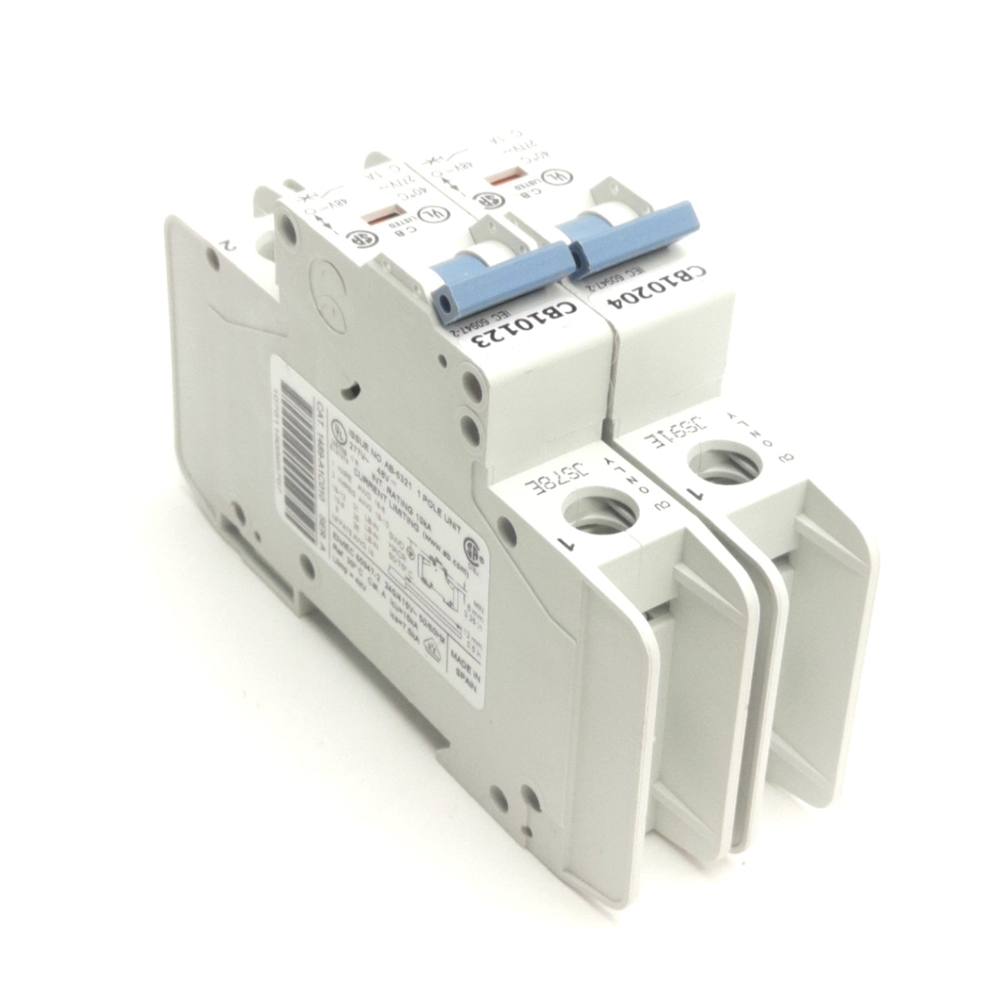Used Lot of 2 Allen Bradley 1489-A1C010 Circuit Breaker, 1-Pole, 1A 277VAC