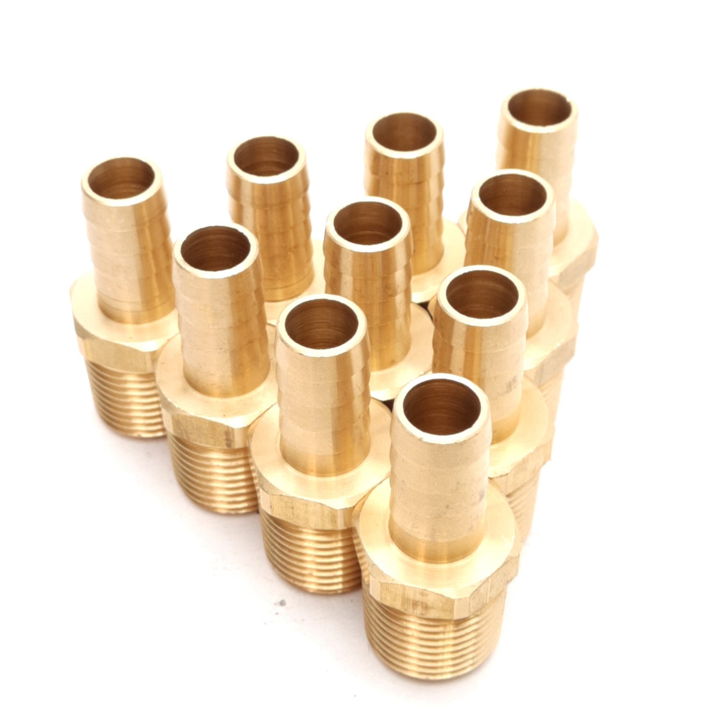 New Lot of 10 Midland 32456 Brass Male BPST Adapter, 1/2in BSPT Male to 1/2in Barb