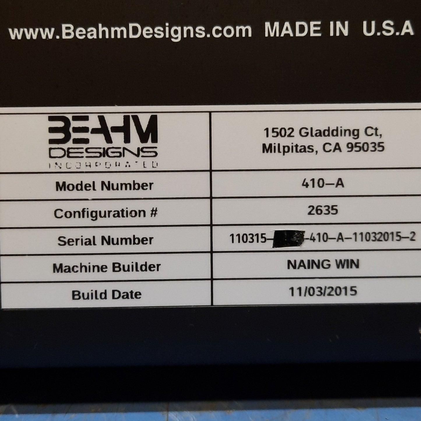 Used Beahm Designs 410-A Horizontal Laminator 750mm 20mm/sec 200-750°F 100PSI 120VAC