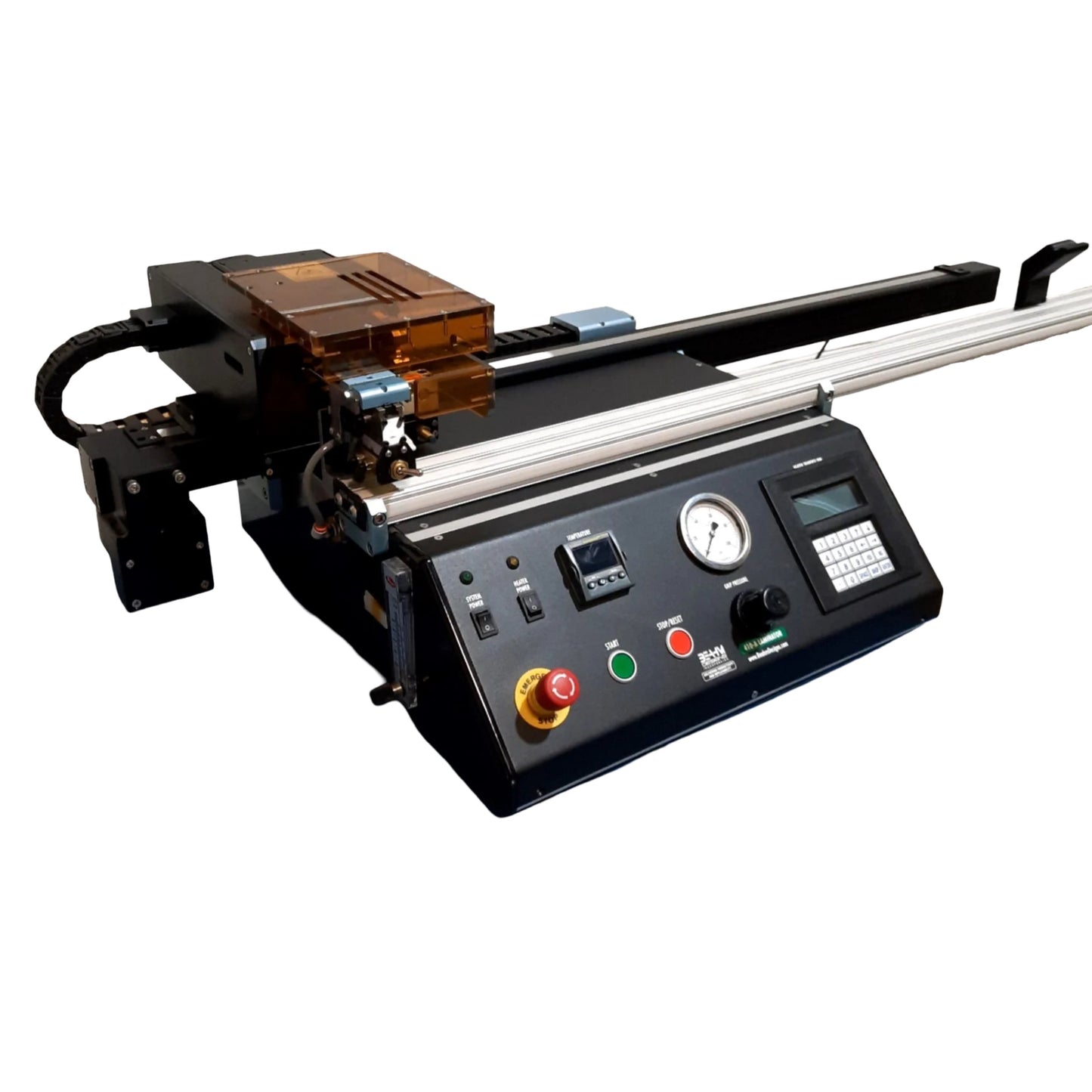 Used Beahm Designs 410-A Horizontal Laminator 750mm 20mm/sec 200-750°F 100PSI 120VAC
