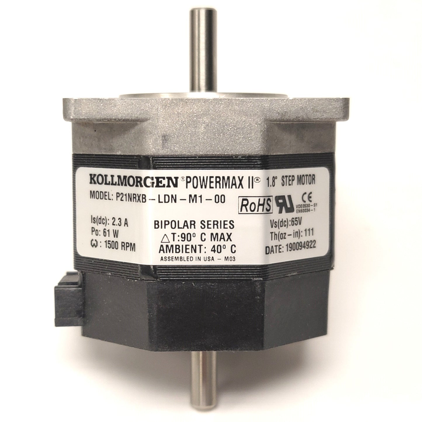 New Kollmorgen P21NRXB-LDN-M1-00 POWERMAX II 1.8° Stepper Motor 65VDC 2.3A 111oz-in