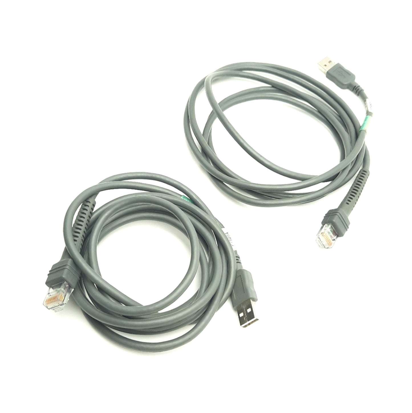 Used Lot of 2 Zebra CBA-U01-S07ZAR USB to RJ-45 Barcode Scanner Cable, 7Ft Length