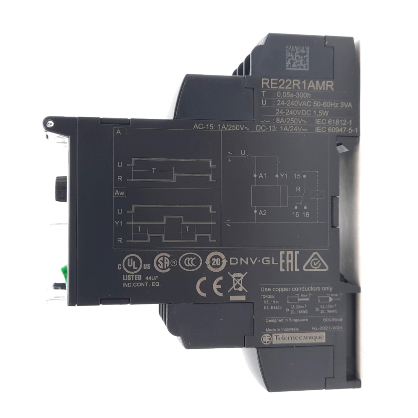 New Schneider Electric RE22R1AMR Modular Timing Relay, SPDT, 24-240V, 0.05s-300h