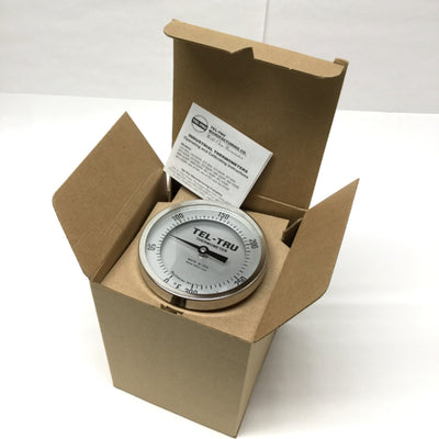 New – Open box Tel-Tru GT-400R Bimetal Thermometer Ø4" Dial, 4" Stem, 0-300°F, 1/2" NPT