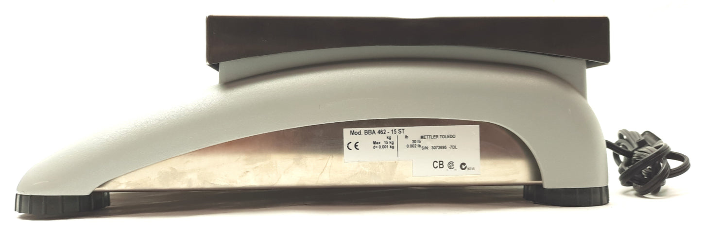 Used Mettler Toledo BBA462-15ST Smart+ Scale 15kg 9.45 x 13.78" Plate RS232 120VAC