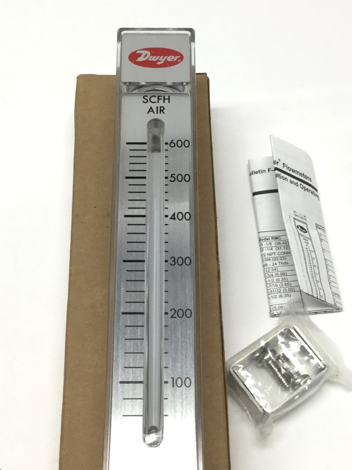 New – Open box Dwyer RMB-57 Rate Master Air Flow Meter 5", 60-600SCFH, 1/4" NPT